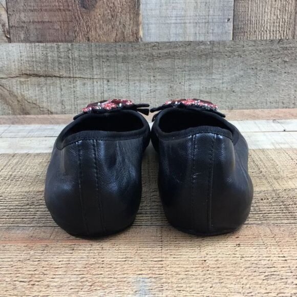 White House Black Market Black Red Gemstone Toe Ballet Flats Womens 8M Slip‎ On - Picture 8 of 13